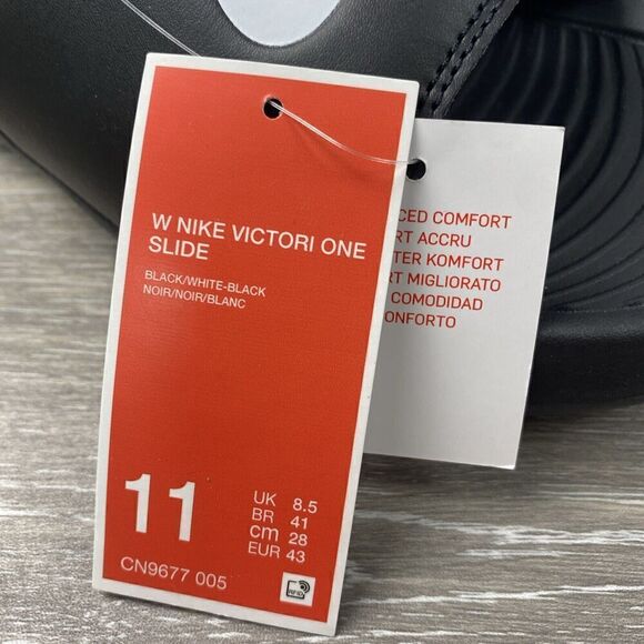 Nike Victori One Slide Black White Womens Size 11 Sandal‎ Slide CN9677 005 - Picture 3 of 7
